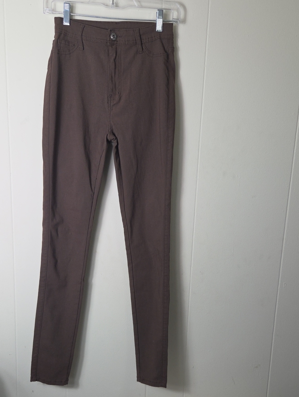 Lover Womens Slim Straight Chinos in Dark Brown
